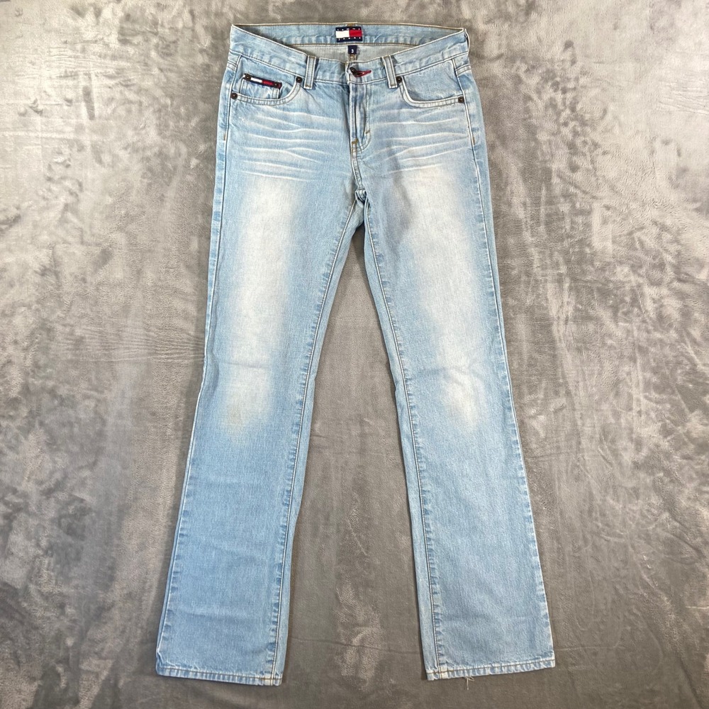 Vintage Tommy Jeans Boot Cut Jeans Women's Size 3 Blue Light Wash Faded Denim‎